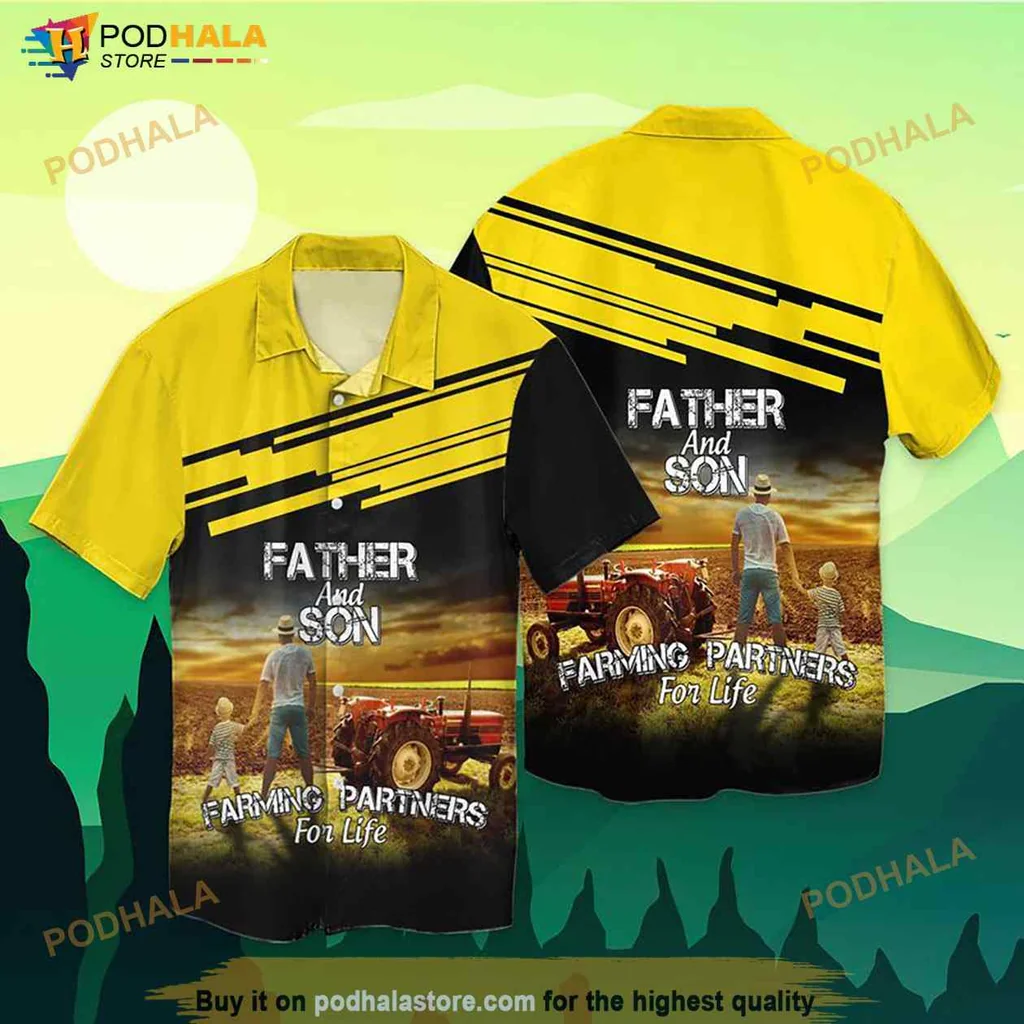 Father Son Farming Hawaiian Shirt, Partners For Life Design