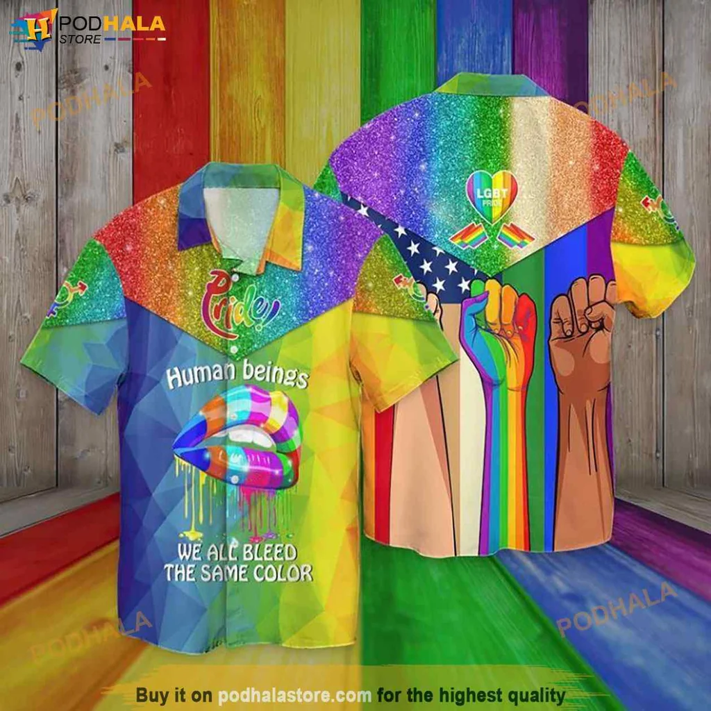 Festive Pride Lover Hawaiian Shirt, We All Bleed The Same Color Design