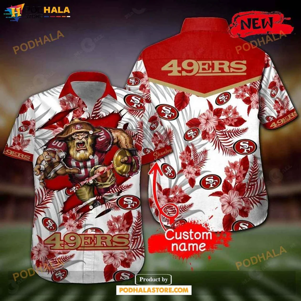 Fierce Lion Fan Hawaiian Shirt, Personalized San Francisco 49ers Gift For Fans