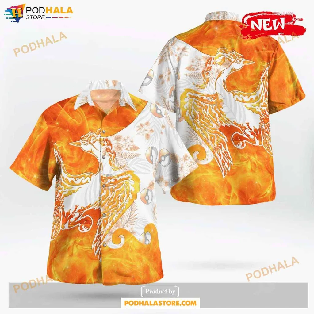 Fiery Phoenix Aloha Shirt, Vibrant Tropical Design For Beach Lovers And Fantasy Fans
