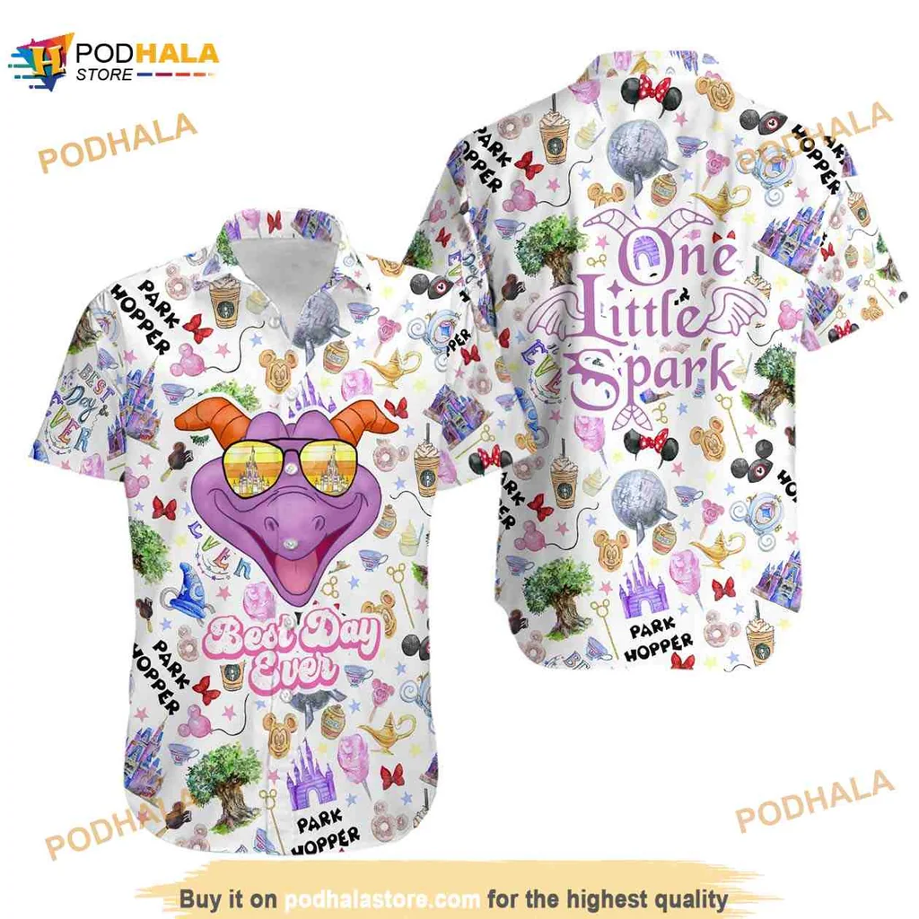 Figment Disney Hawaiian Shirt, Best Day Ever Design With Epcot Icons