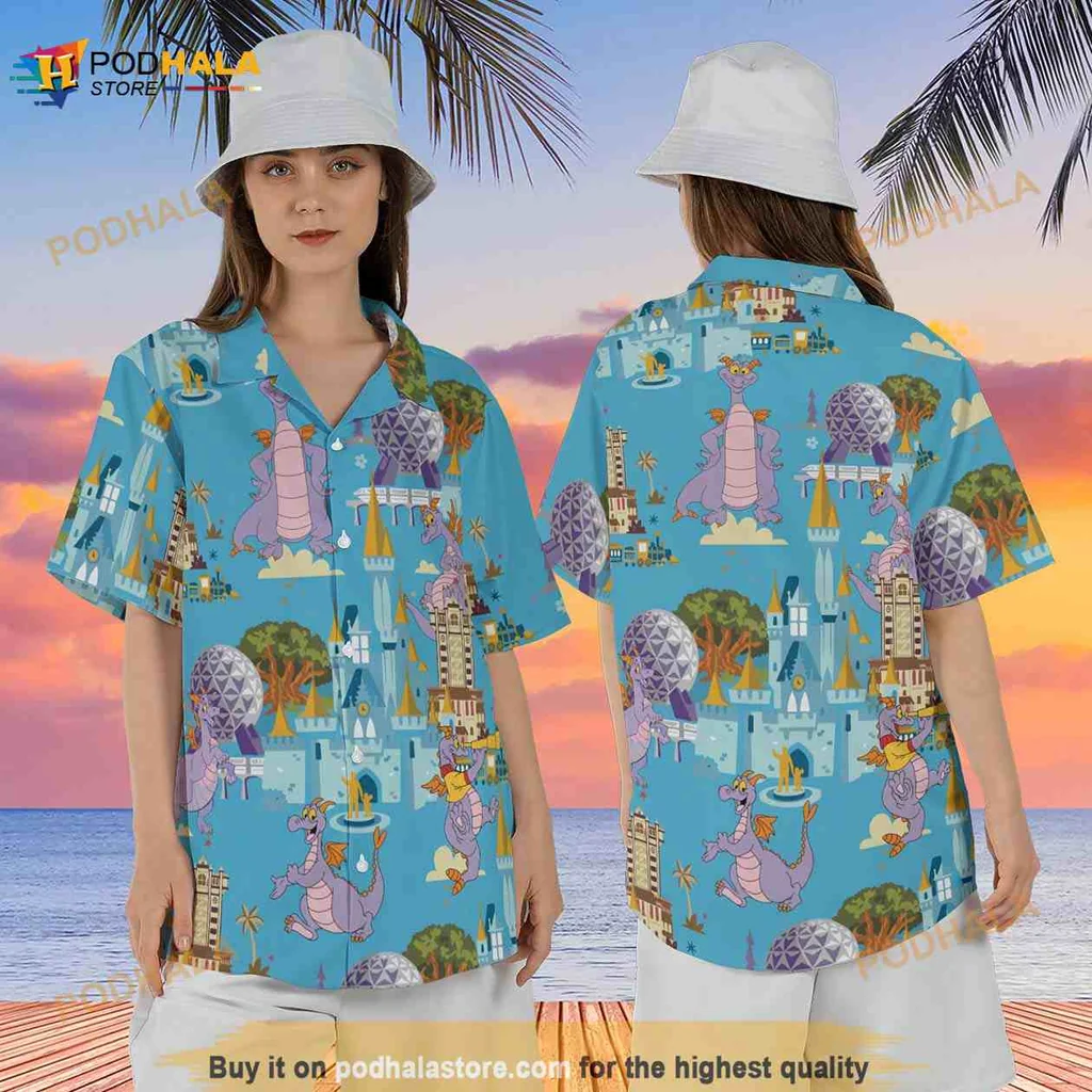 Figment Purple Dragon Hawaiian Shirt, Playful Disney Design