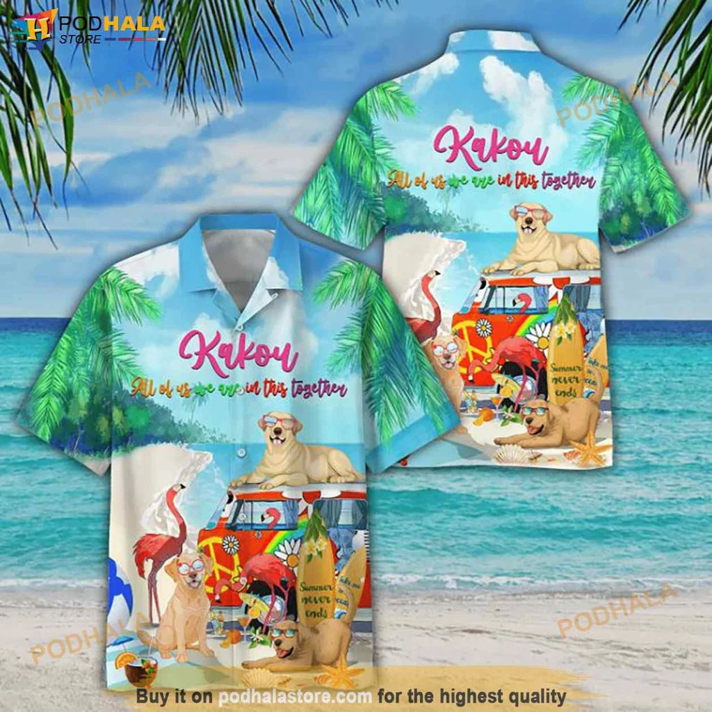 Flamingo Beach Dogs Hawaiian Shirt, Funny Tropical Design For Pet Lovers