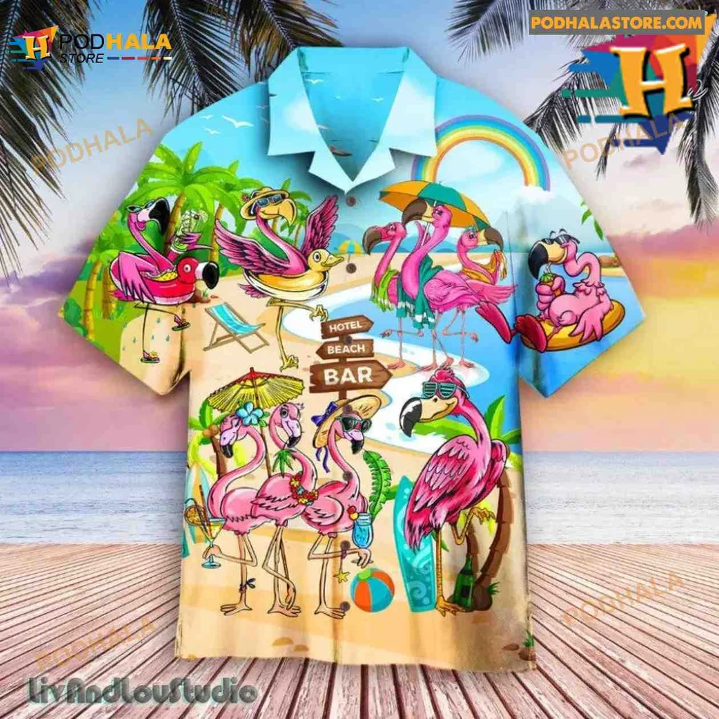 Flamingo Beach Summer Hawaiian Shirt With Vibrant Tropical Design