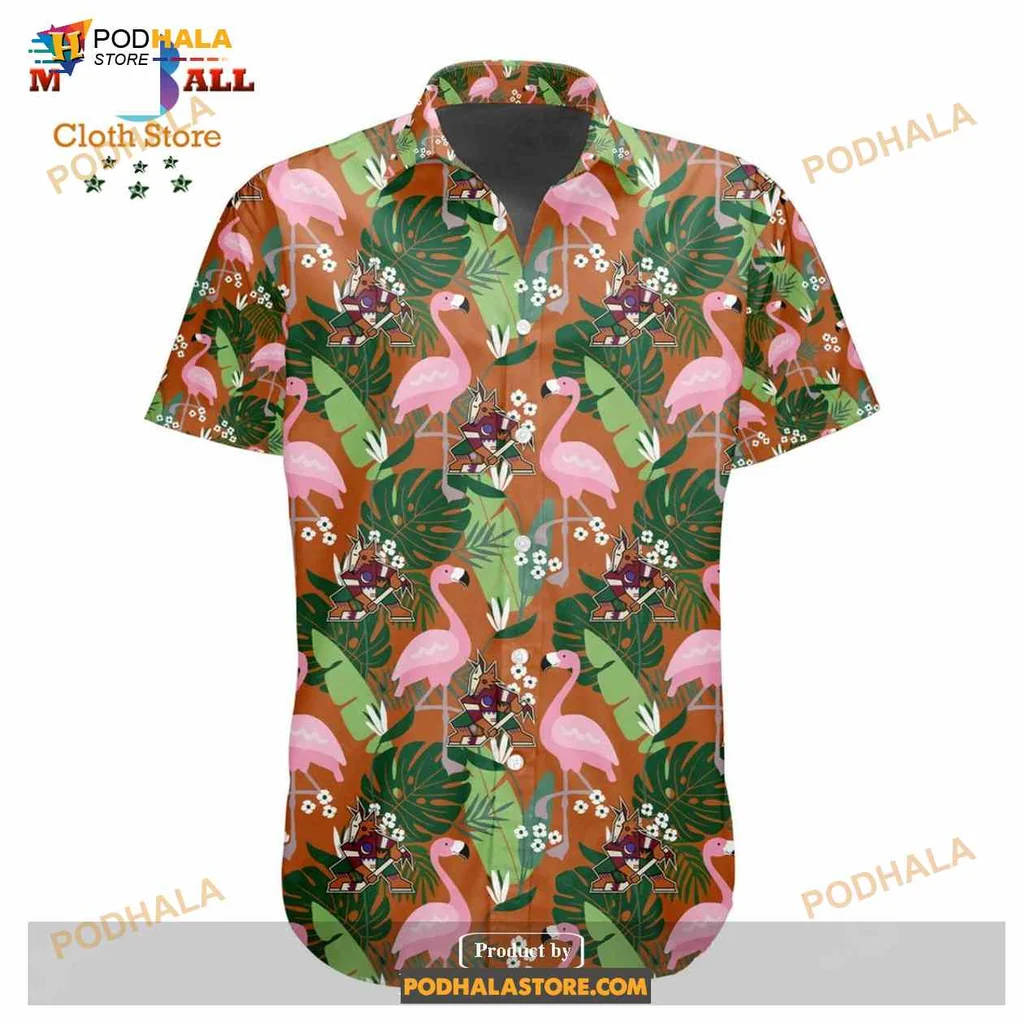 Flamingo Tropical Aloha Shirt With Colorful Floral Design Flamingo Tropical Aloha Shirt With Colorful Floral Design