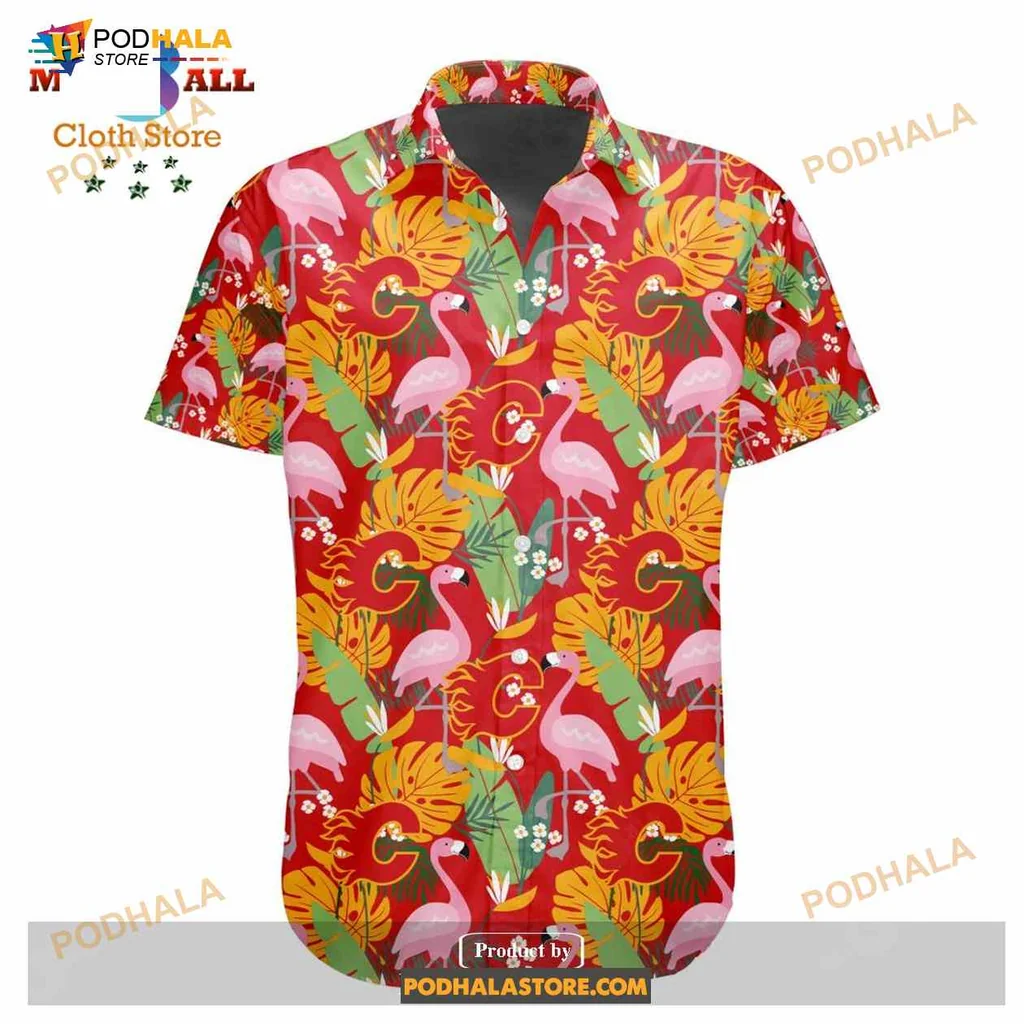 Flamingo Tropical Hawaiian Shirt With Colorful Floral Design