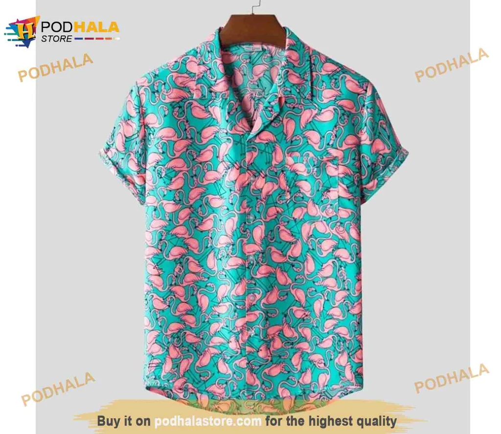Flamingo Tropical Hawaiian Shirt With Vibrant Pink Design