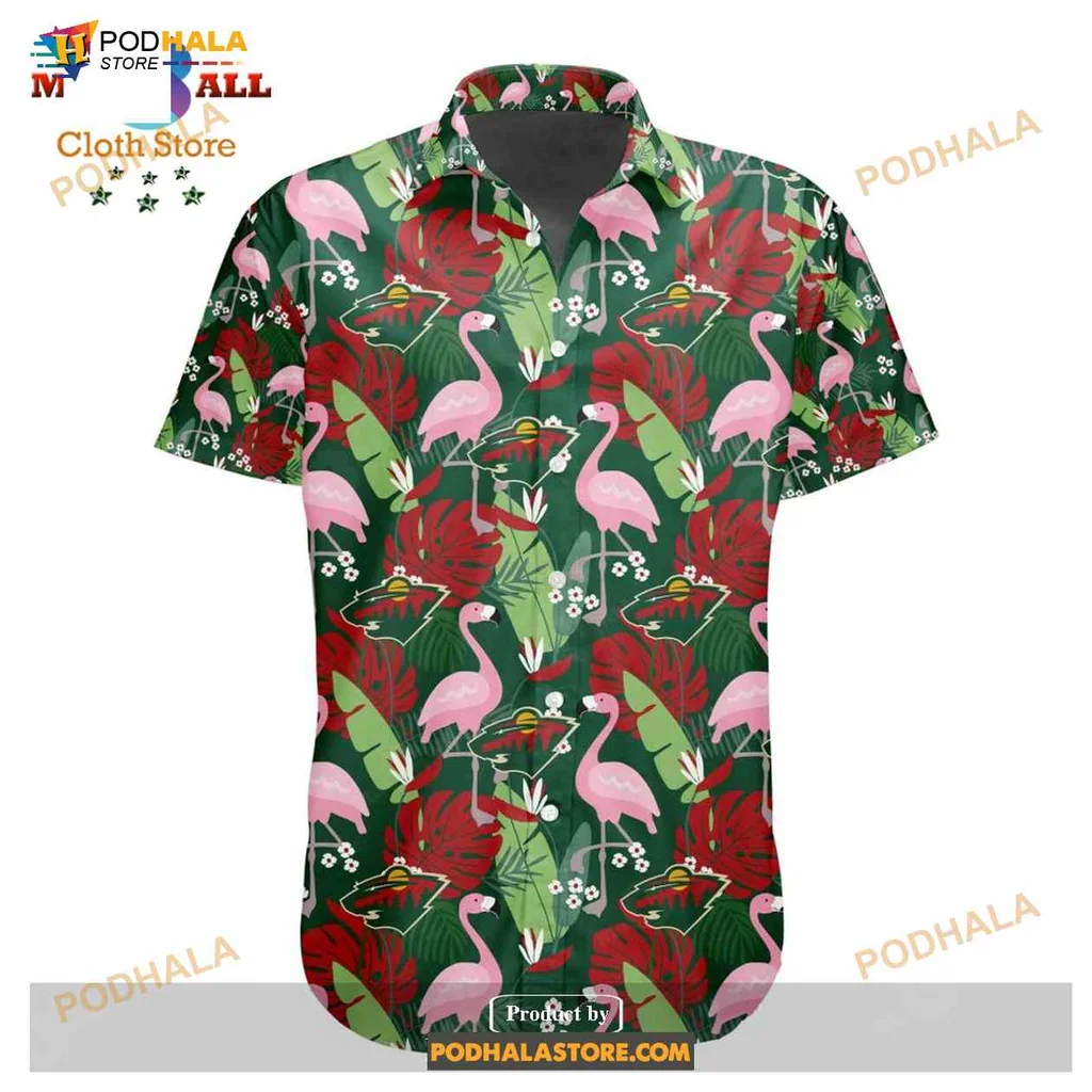 Flamingo Tropical Hawaiian Shirt With Vibrant Pink Flamingos And Green Foliage