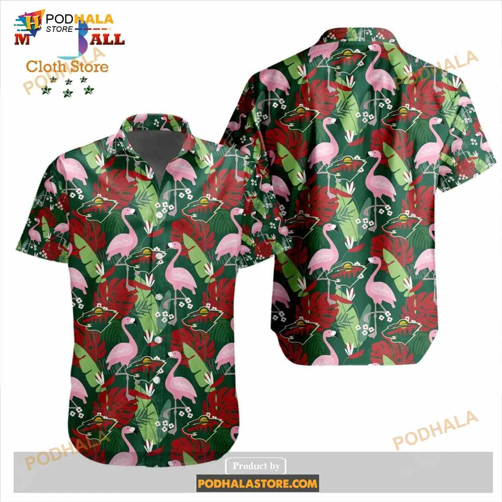 Flamingo Tropical Aloha Shirt With Vibrant Pink Flamingos And Green Foliage Flamingo Tropical Aloha Shirt With Vibrant Pink Flamingos And Green Foliage