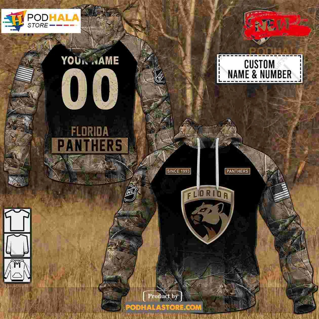 Florida Panthers Camouflage 3d Hoodie With Customizable Back