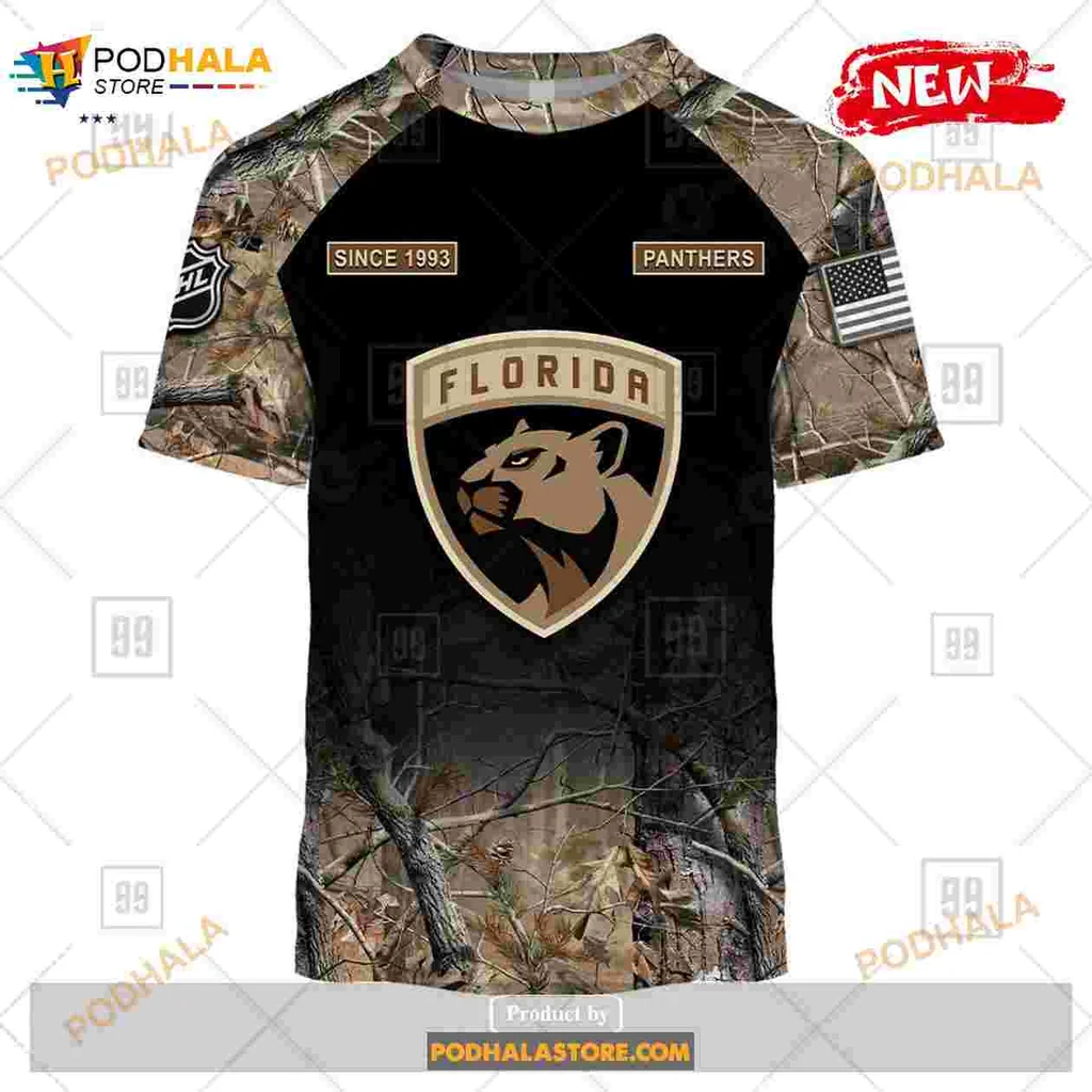 Florida Panthers Camouflage AOP Hoodie With Customizable Back Florida Panthers Camouflage AOP Hoodie With Customizable Back
