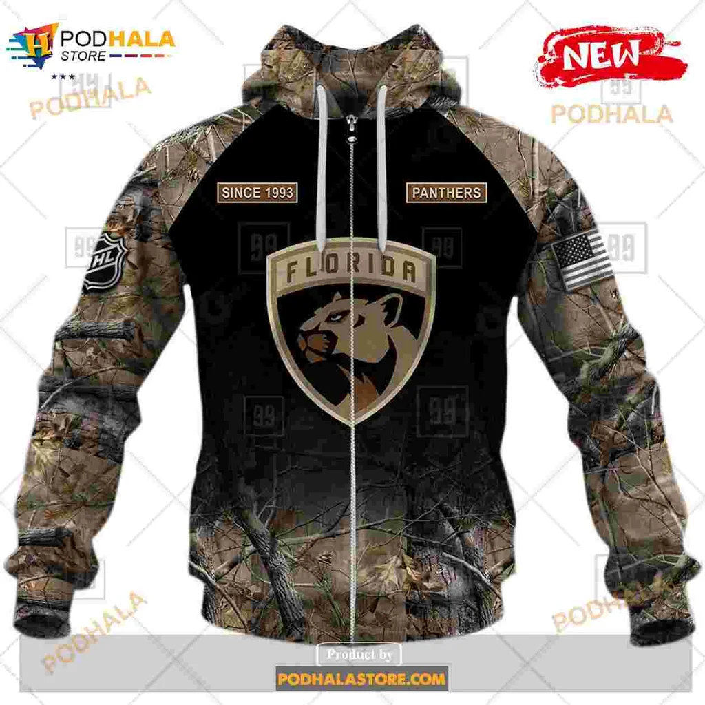 Florida Panthers Camouflage 3d Hoodie With Customizable Back - Product View 5 Florida Panthers Camouflage 3d Hoodie With Customizable Back - Product View 5