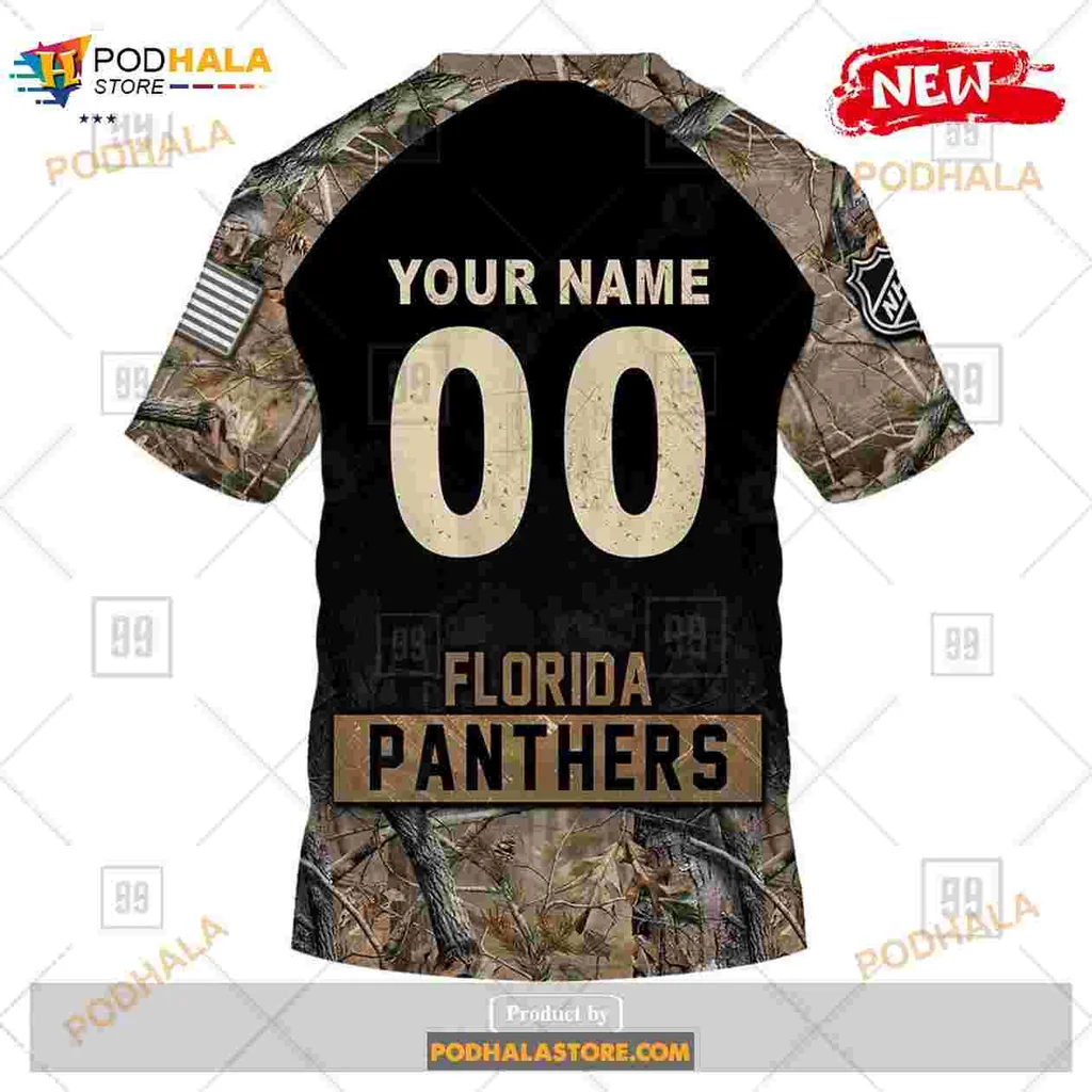 Florida Panthers Camouflage 3d Hoodie With Customizable Back - Product View 7 Florida Panthers Camouflage 3d Hoodie With Customizable Back - Product View 7
