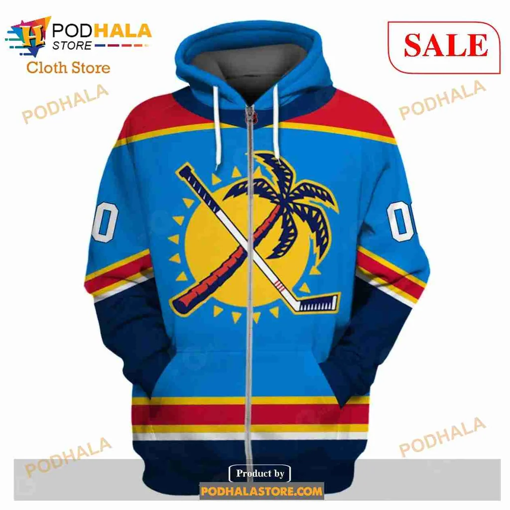 Florida Panthers Tropical Hoodie With Sun And Palm Tree Design