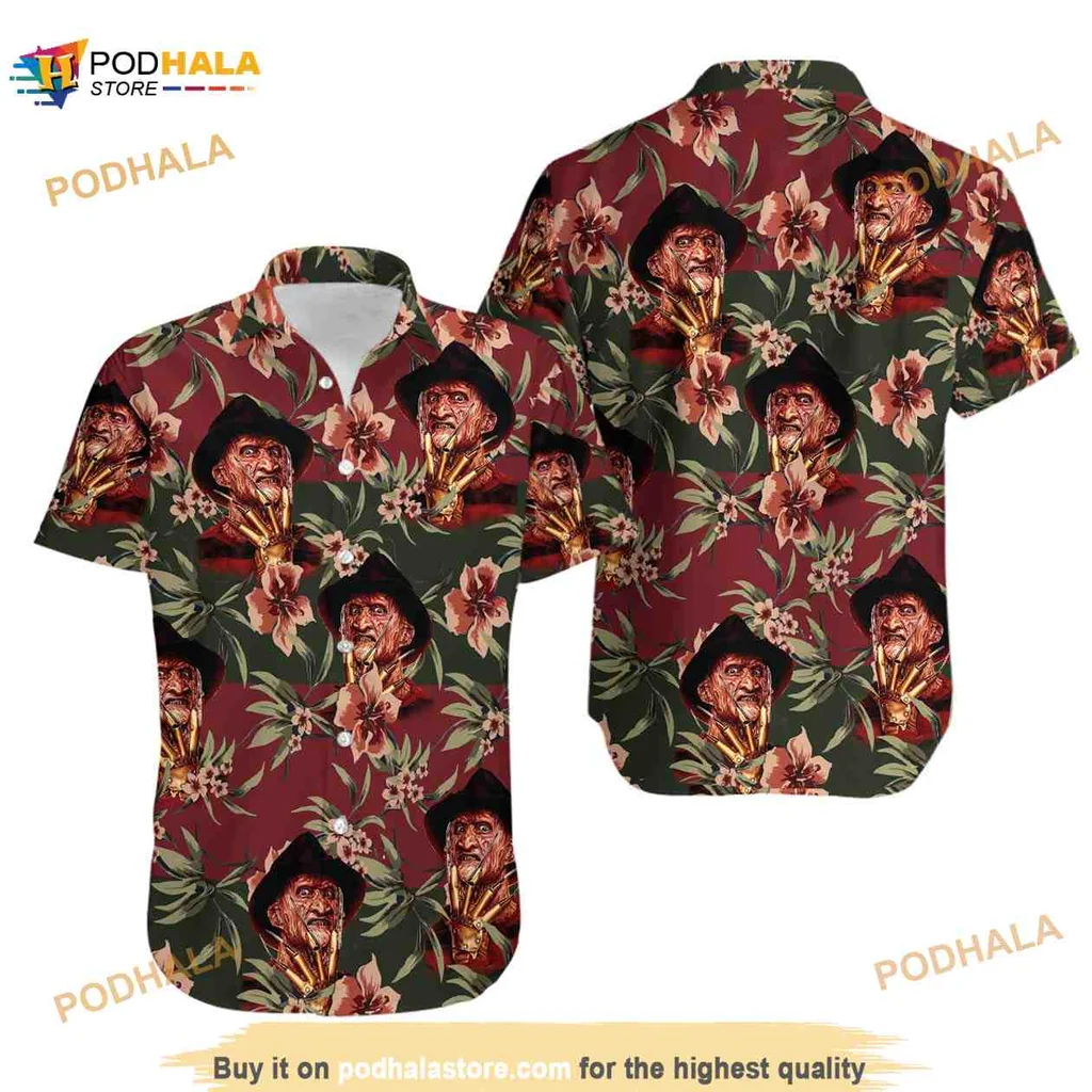 Freddy Krueger Tropical Hawaiian Shirt With Floral Design