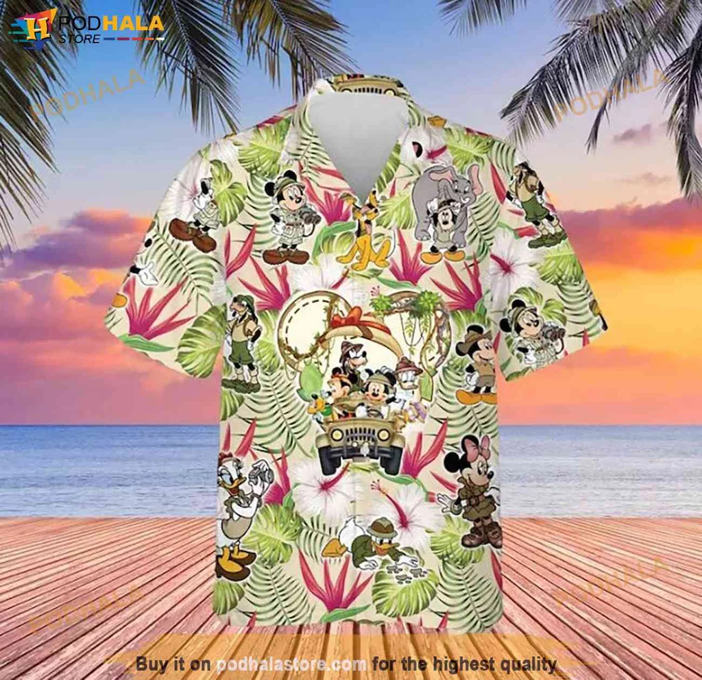 Fun Tropical Disney Aloha Shirt, Mickey And Minnie Mouse Vacation Shirt