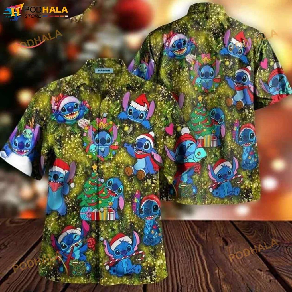 Funny Alien Christmas Hawaiian Shirt With Cartoon Character And Festive Design