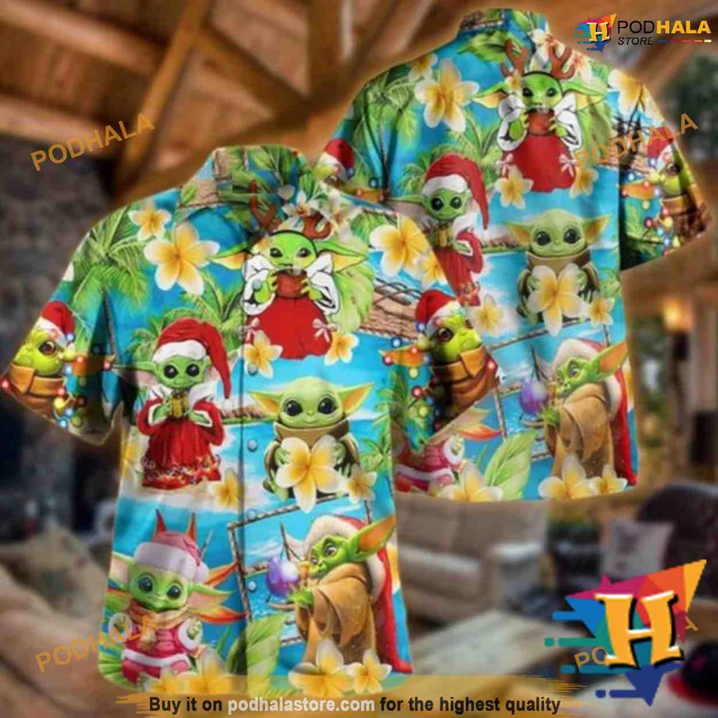 Funny Alien Christmas Hawaiian Shirt With Tropical Holiday Print