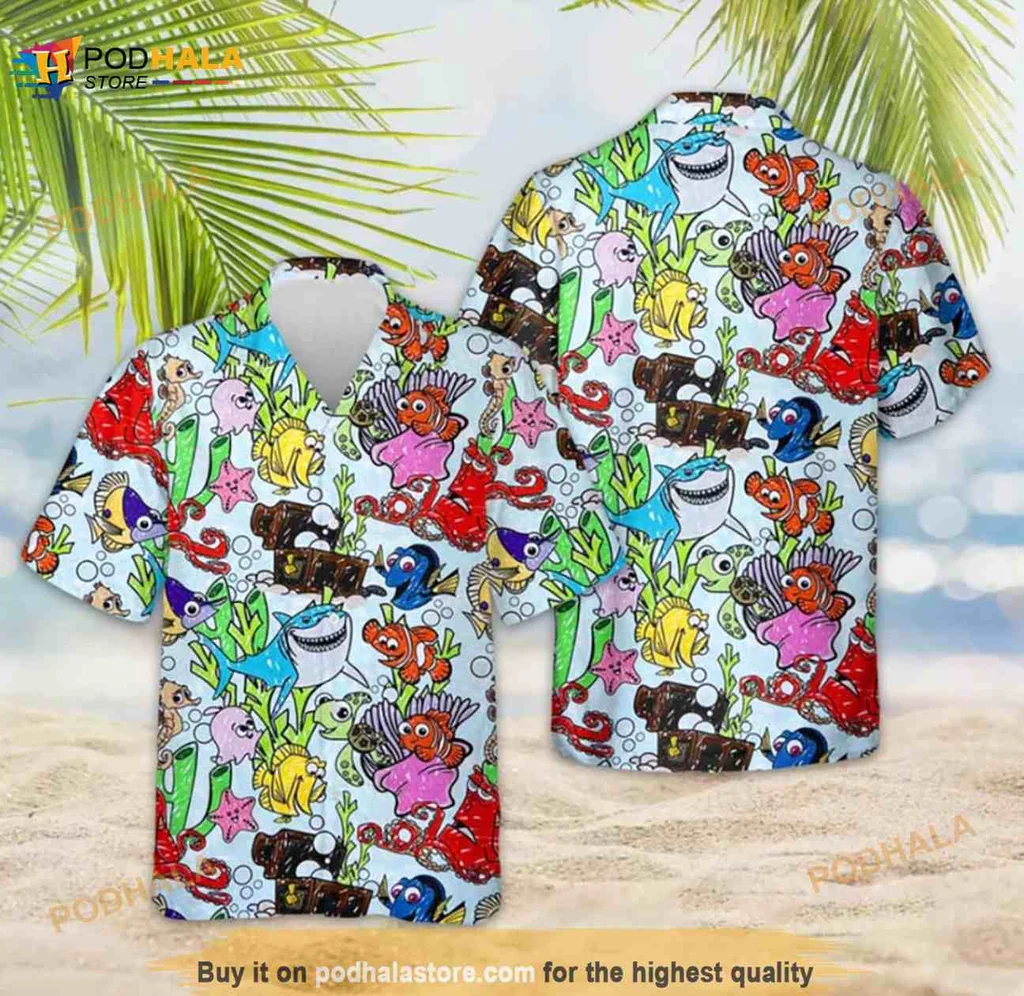 Funny Animated Sea Creatures Hawaiian Shirt With Colorful Cartoon Design