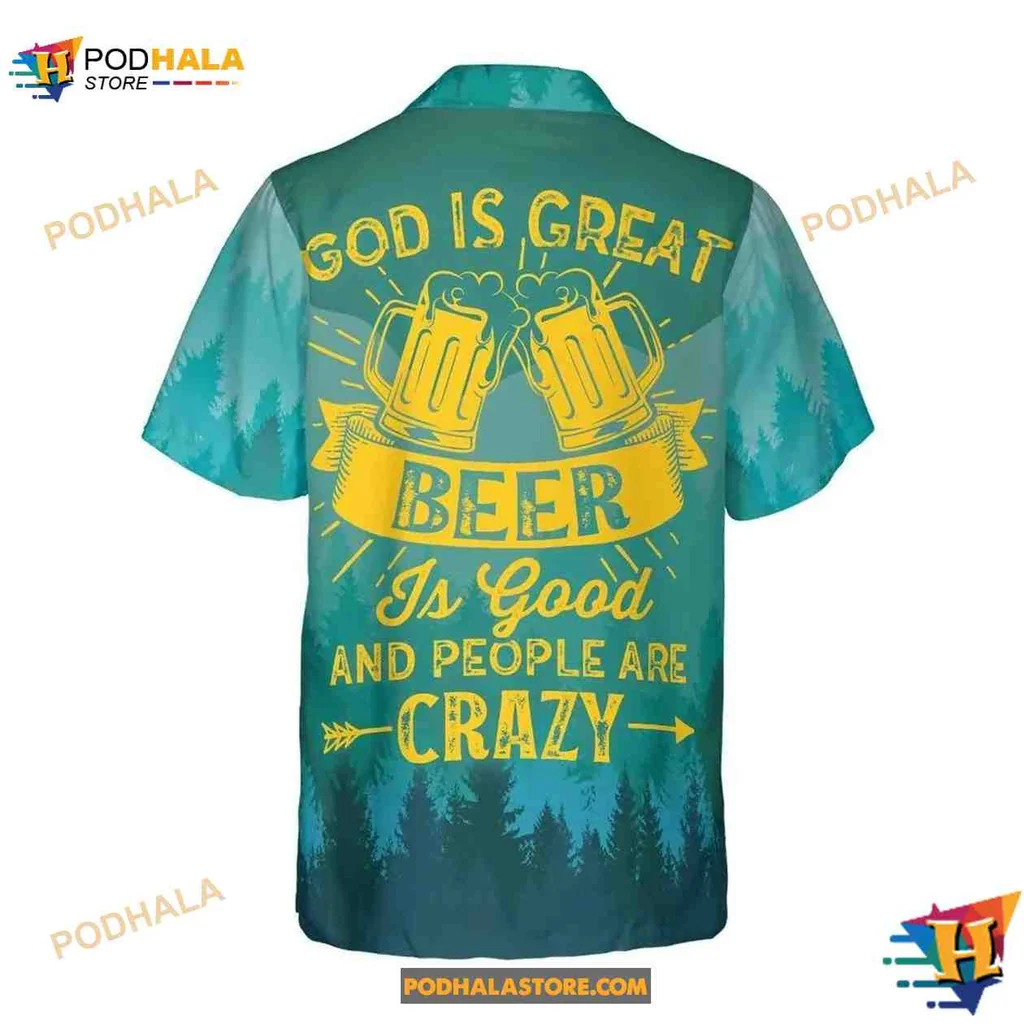 Funny Bear Drinking Beer Aloha Shirt With Cartoon Design Funny Bear Drinking Beer Aloha Shirt With Cartoon Design