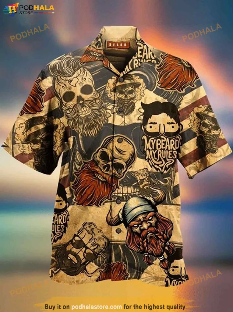 Funny Bearded Pirate Hawaiian Shirt, My Beard My Rules Design For Adventurous Style