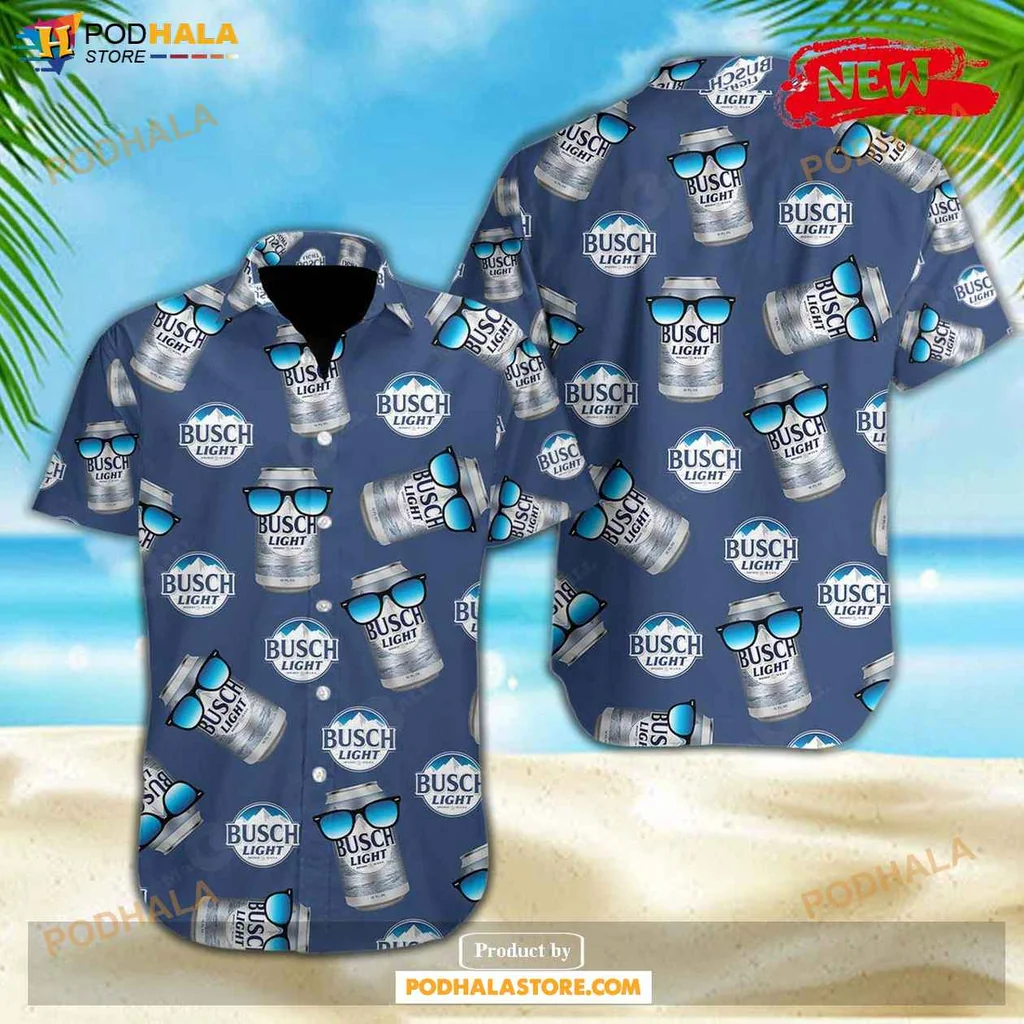 Funny Beer Can Aloha Shirt, Busch Light Tropical Design Casual Shirt