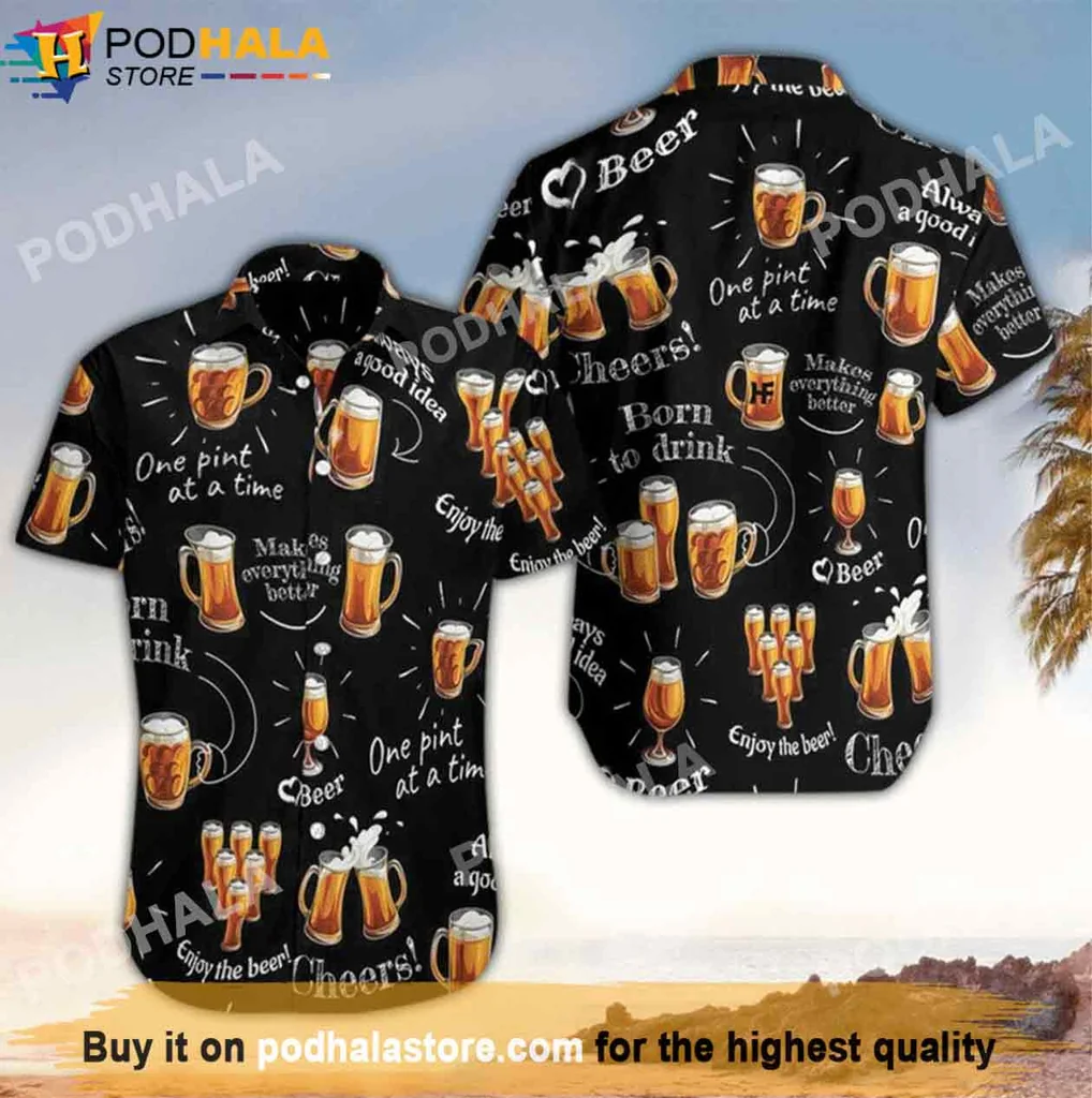 Funny Beer Celebration Hawaiian Shirt, Born To Beer Cheers Design For Beer Lovers