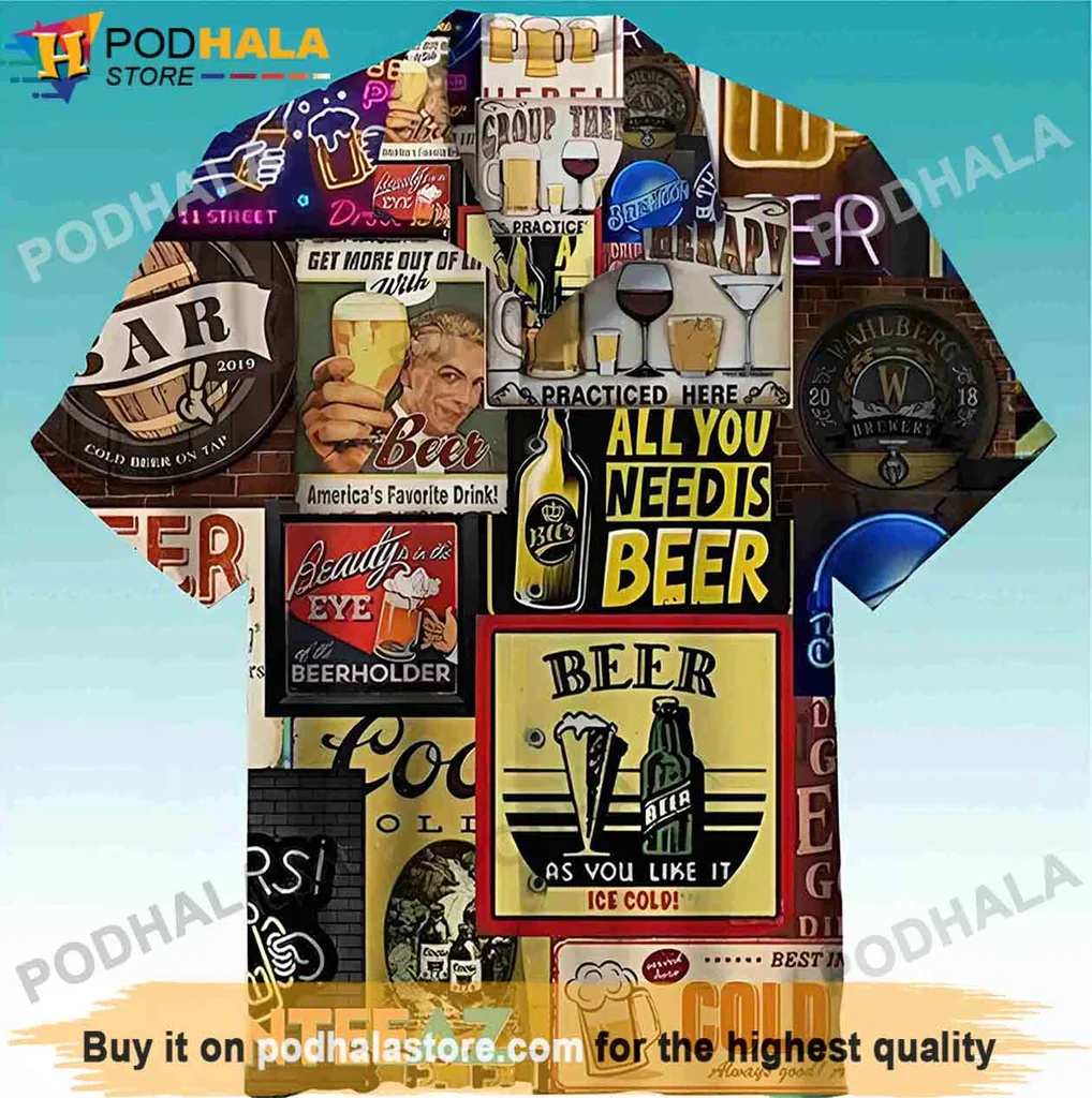 Funny Beer Lover Hawaiian Shirt, Vibrant Retro Design For Beer Enthusiasts