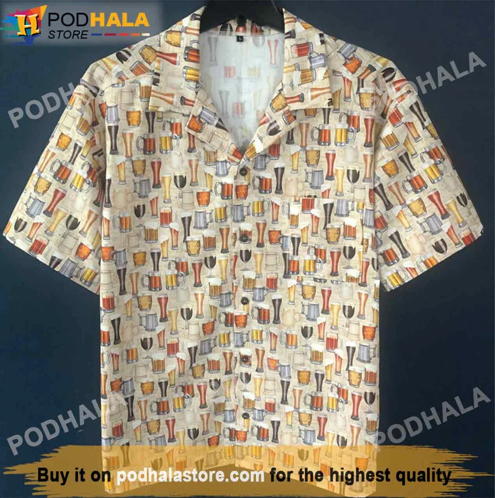 Funny Beer Mug Aloha Shirt, Craft Beer Hawaiian Shirt For Beach Parties And Gifts