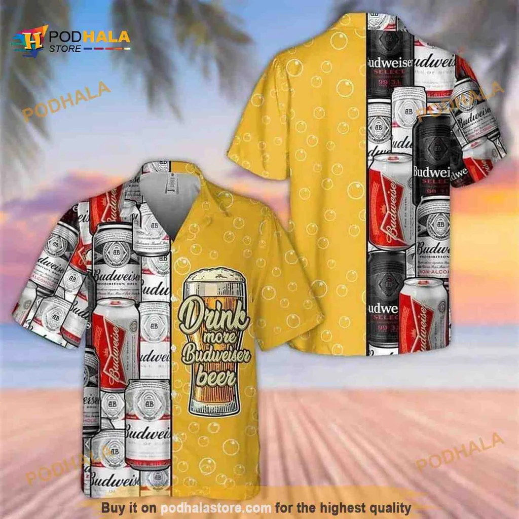 Funny Budweiser Beer Hawaiian Shirt With Vibrant Design