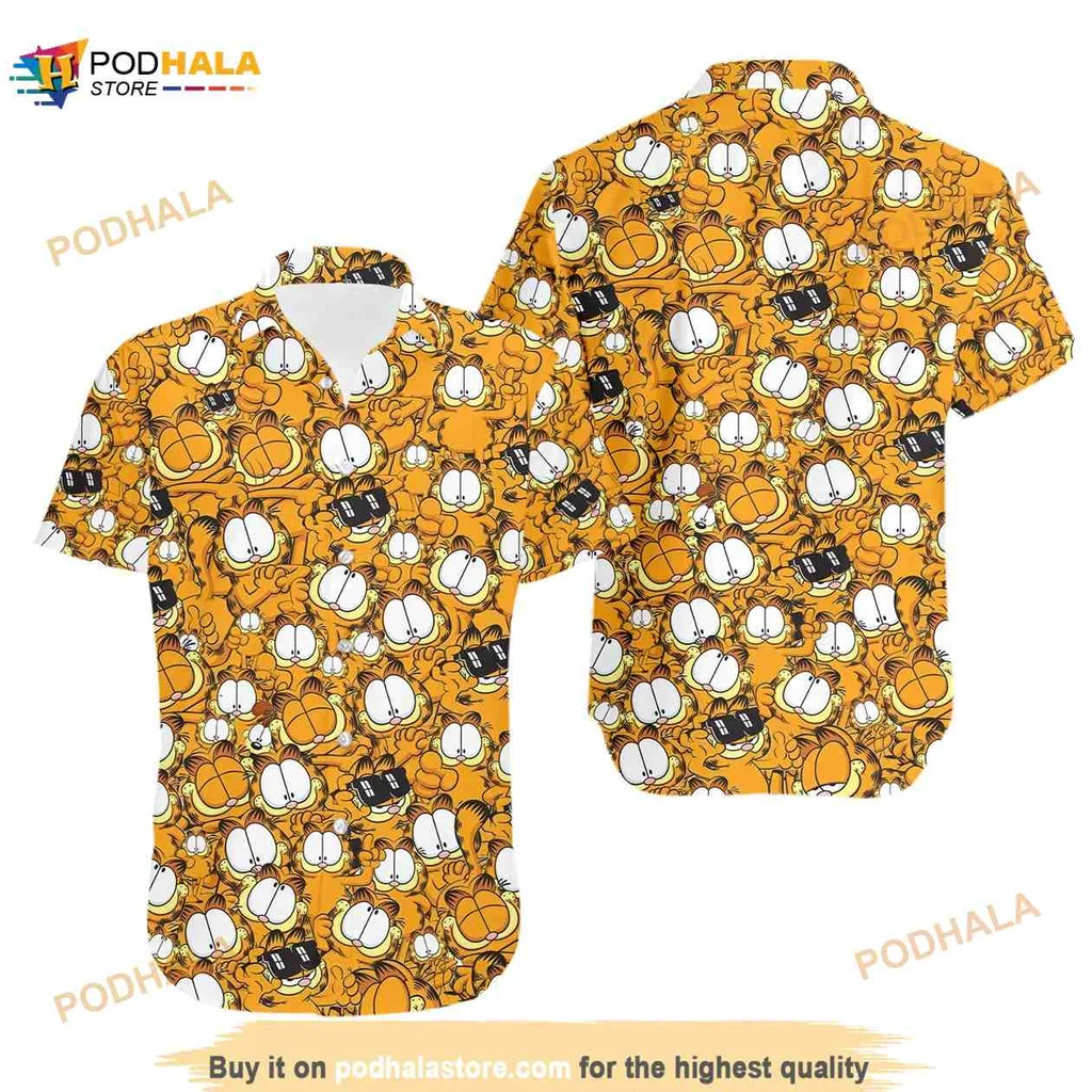 Funny Cartoon Cat Hawaiian Shirt With Colorful Playful Design