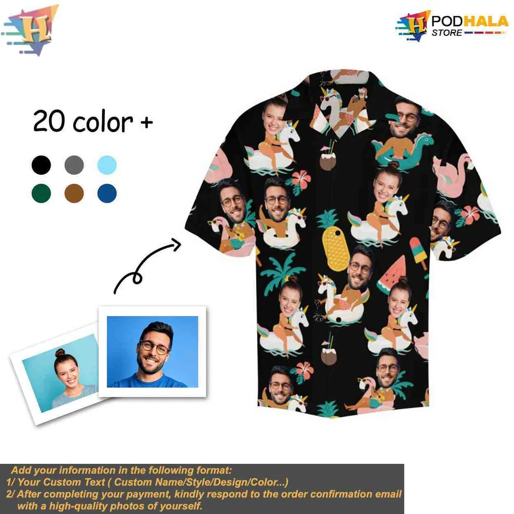 Funny Cartoon Faces Tropical Shirt With Tropical Motifs For Beach Parties Funny Cartoon Faces Tropical Shirt With Tropical Motifs For Beach Parties