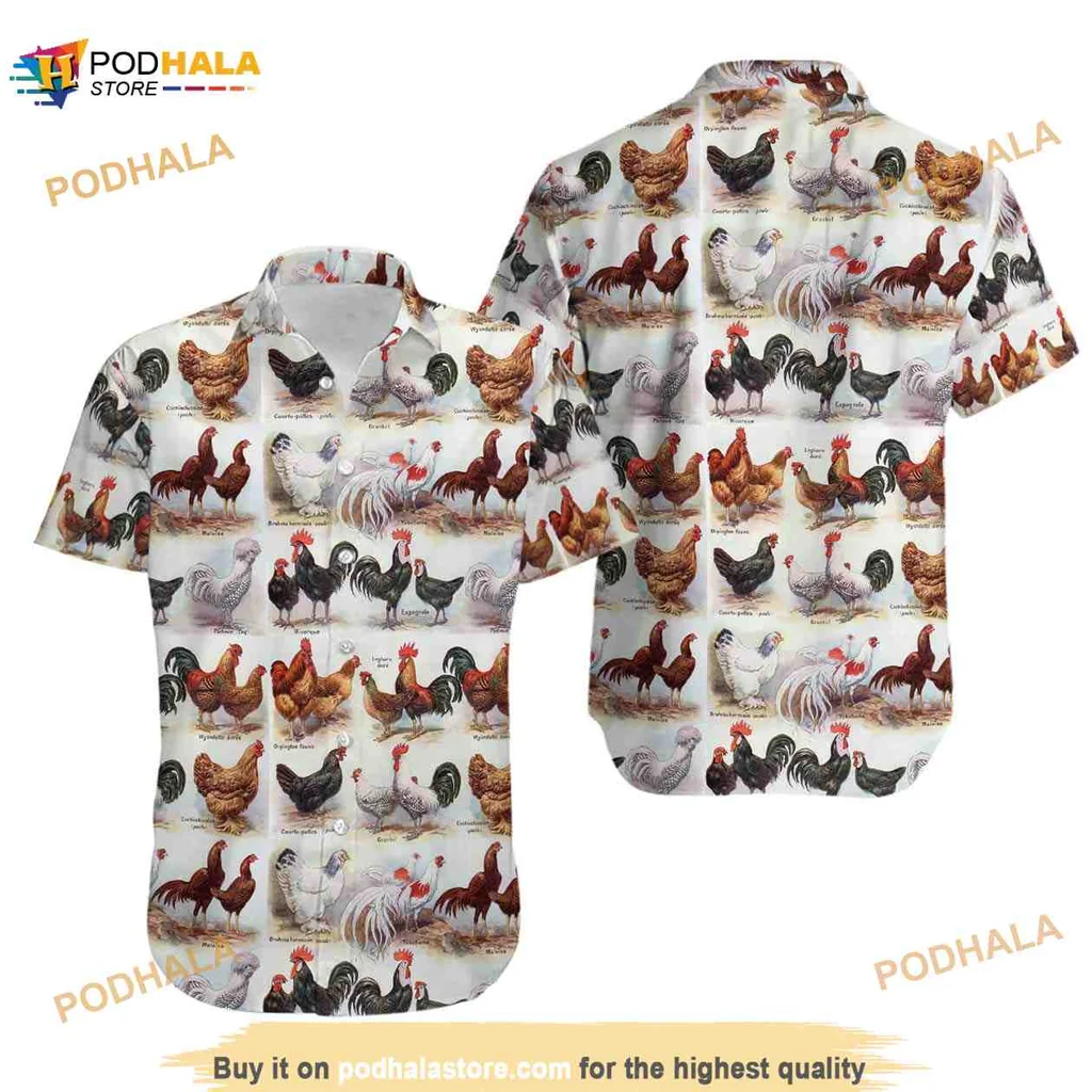 Funny Chicken Hawaiian Shirt With Vibrant Poultry Design