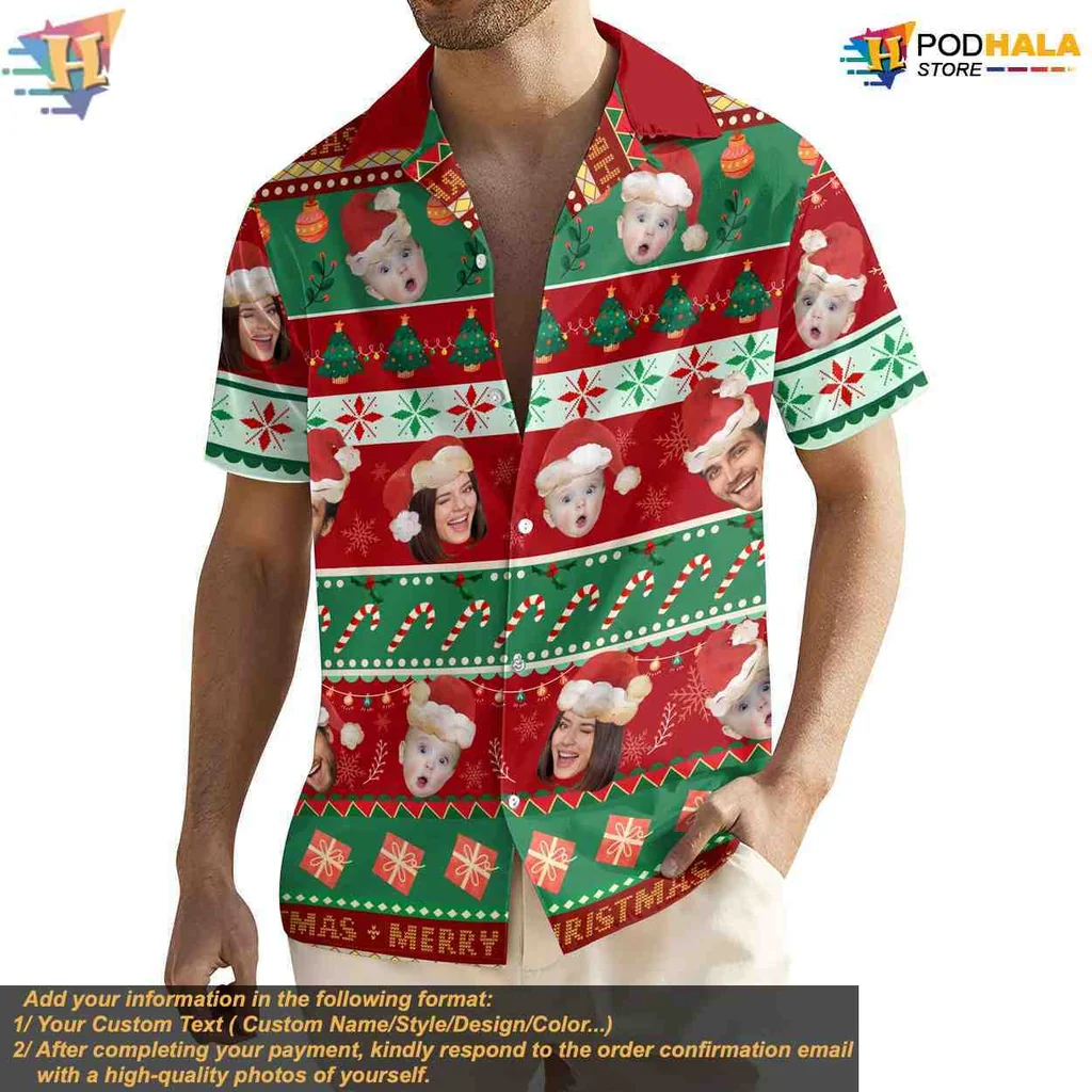 Funny Christmas Dinosaur Hawaiian Shirt With Santa Hats And Festive Design - Product View 5 Funny Christmas Dinosaur Hawaiian Shirt With Santa Hats And Festive Design - Product View 5