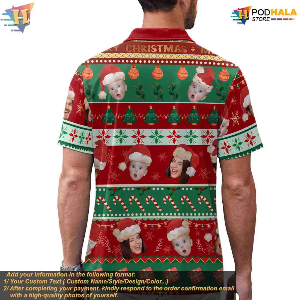 Funny Christmas Dinosaur Hawaiian Shirt With Santa Hats And Festive Design - Product View 6 Funny Christmas Dinosaur Hawaiian Shirt With Santa Hats And Festive Design - Product View 6