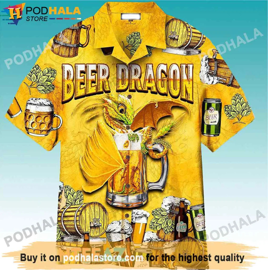 Funny Dragon Beer Hawaiian Shirt, Vibrant Gift For Craft Beer Lovers