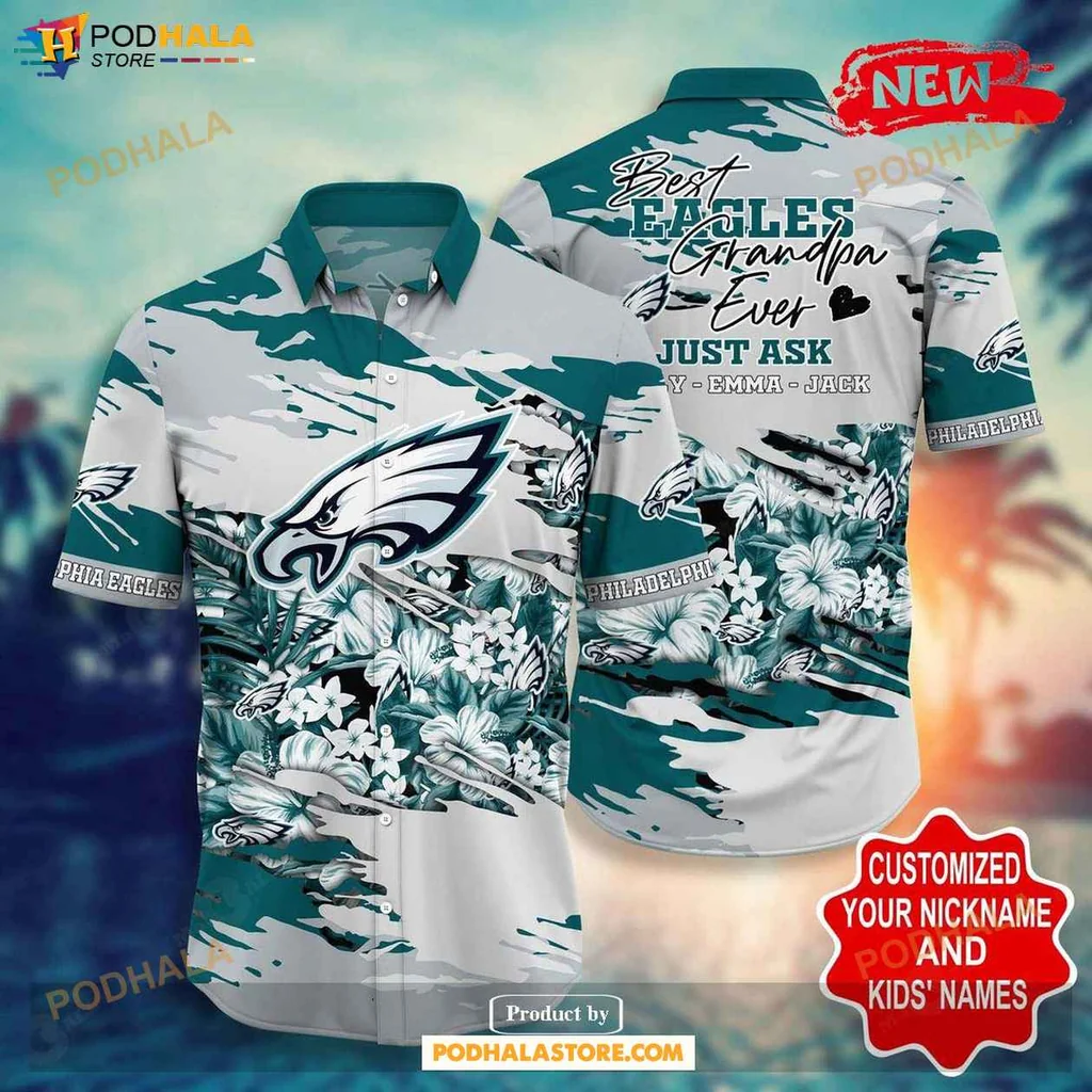 Funny Eagles Grandpa Hawaiian Shirt, Best Eagles Grandpa Ever Just Ask Design