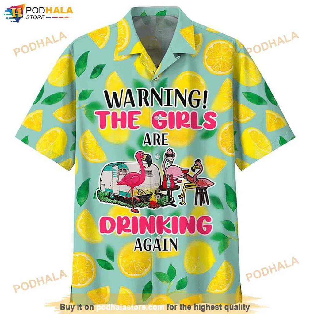 Funny Flamingo Warning Hawaiian Shirt, Tropical Design For Camping And Beach Fun