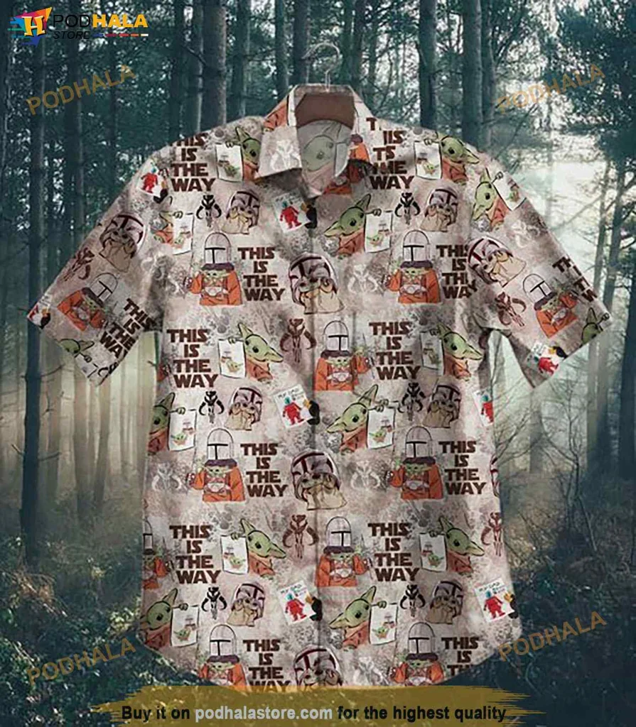 Funny Grogu Tropical Hawaiian Shirt, Star Wars Baby Yoda Design With Earthy Tones
