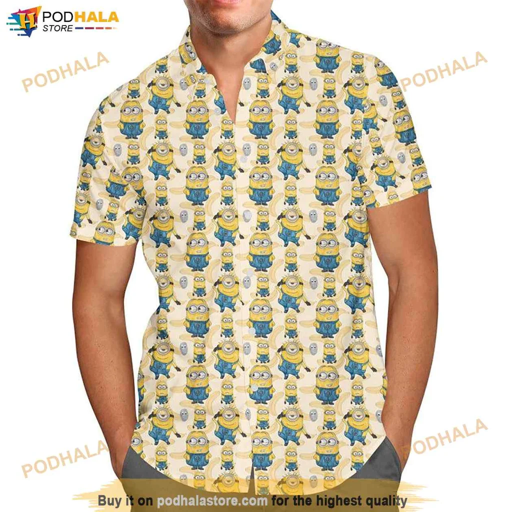Funny Minions Hawaiian Shirt, Whimsical Summer Shirt For Men With Playful Design