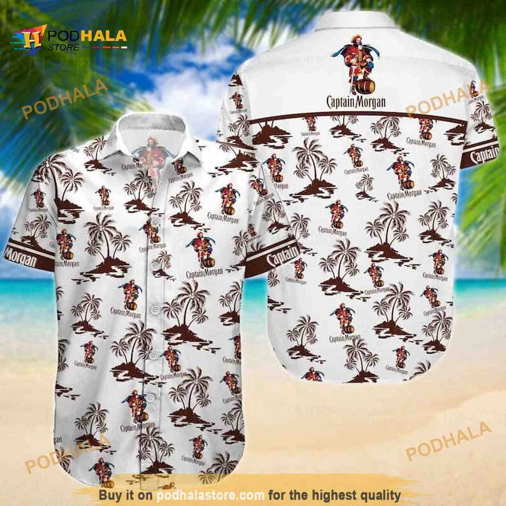 Funny Pirate Tropical Shirt With Palm Trees And Beach Motifs