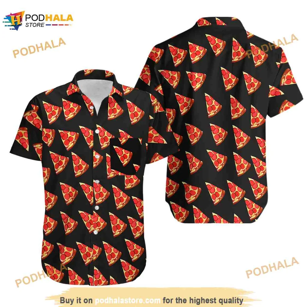 Funny Pizza Pattern Hawaiian Shirt With Vibrant Design For Pizza Lovers