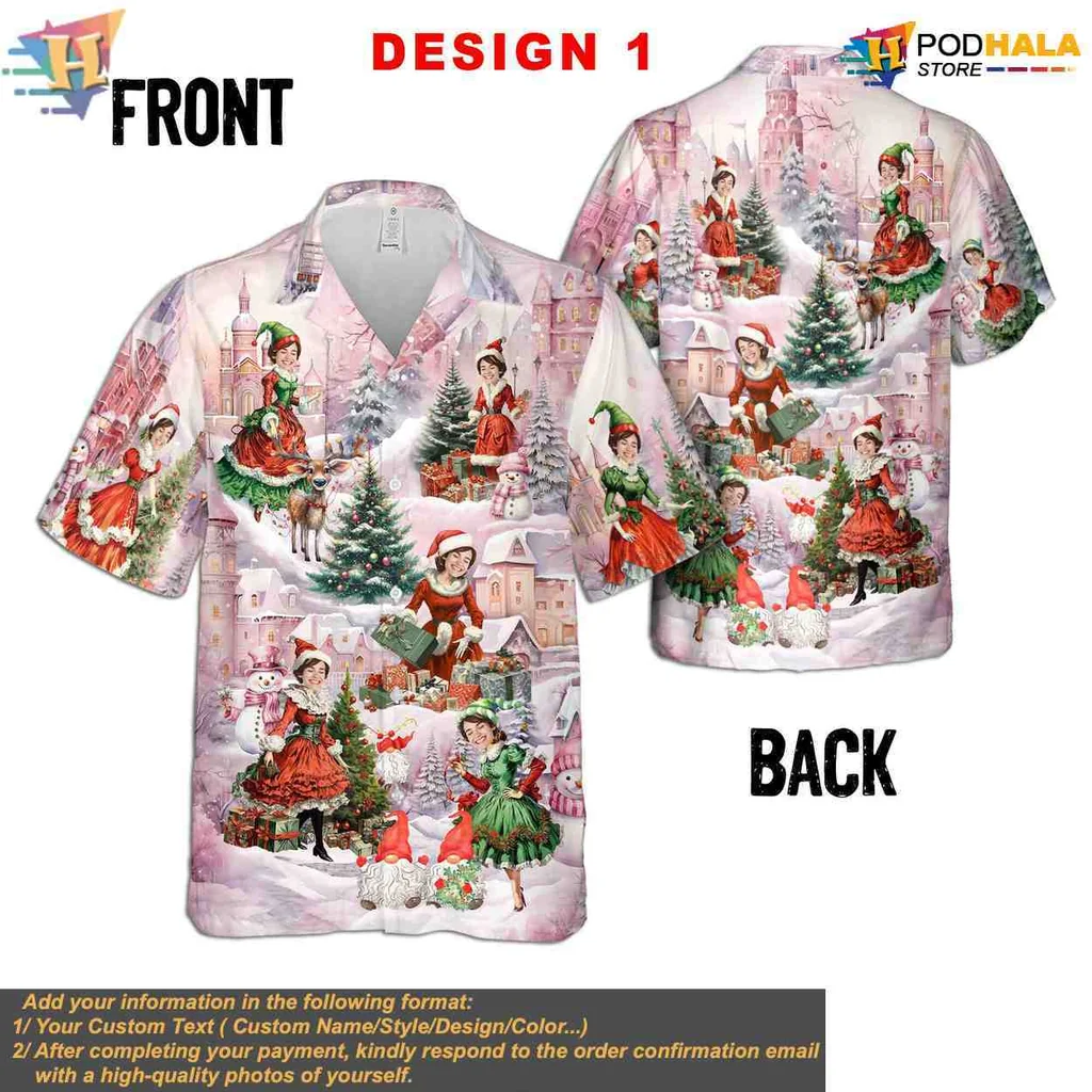 Funny Santa Claus Skiing Tropical Shirt, Personalized Christmas Design Funny Santa Claus Skiing Tropical Shirt, Personalized Christmas Design
