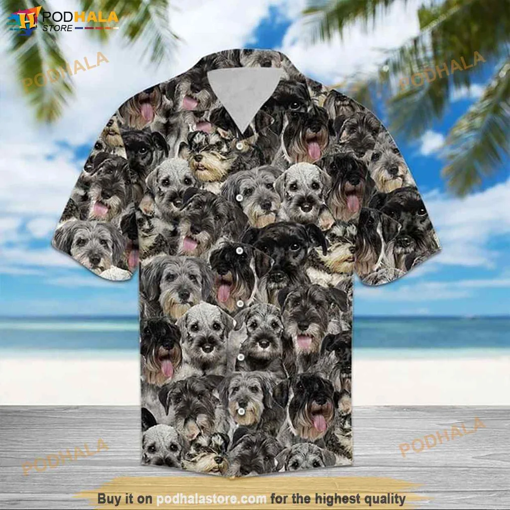 Funny Schnauzer Graphic Hawaiian Shirt, Vibrant Dog Design For Pet Lovers