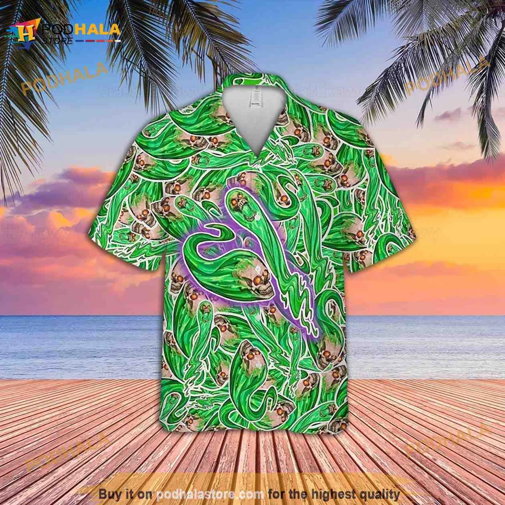 Funny Skull Floral Hawaiian Shirt, Vibrant Tropical Design