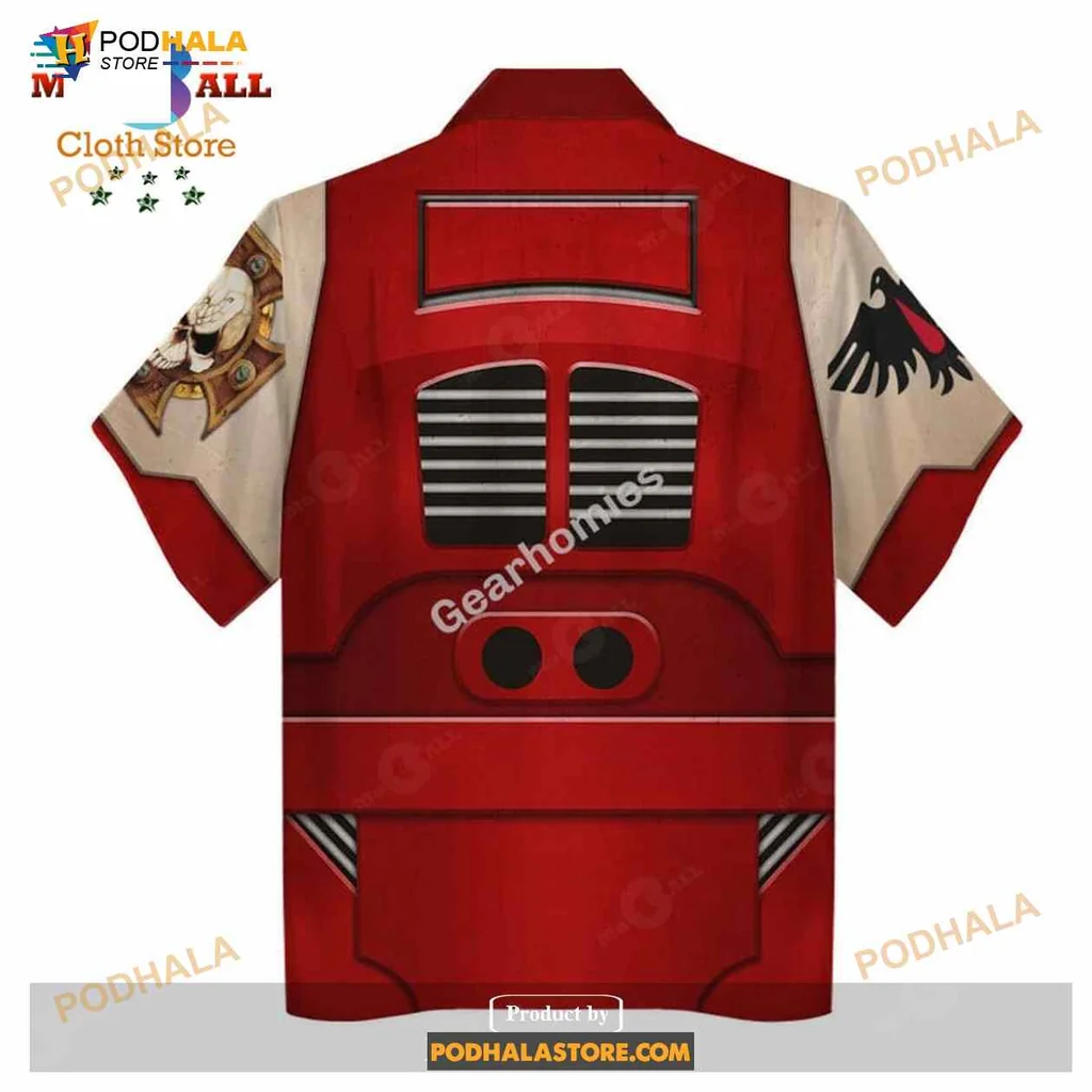 Funny Terminator Armor Aloha Shirt With Skull Emblem And Golden Wings Funny Terminator Armor Aloha Shirt With Skull Emblem And Golden Wings