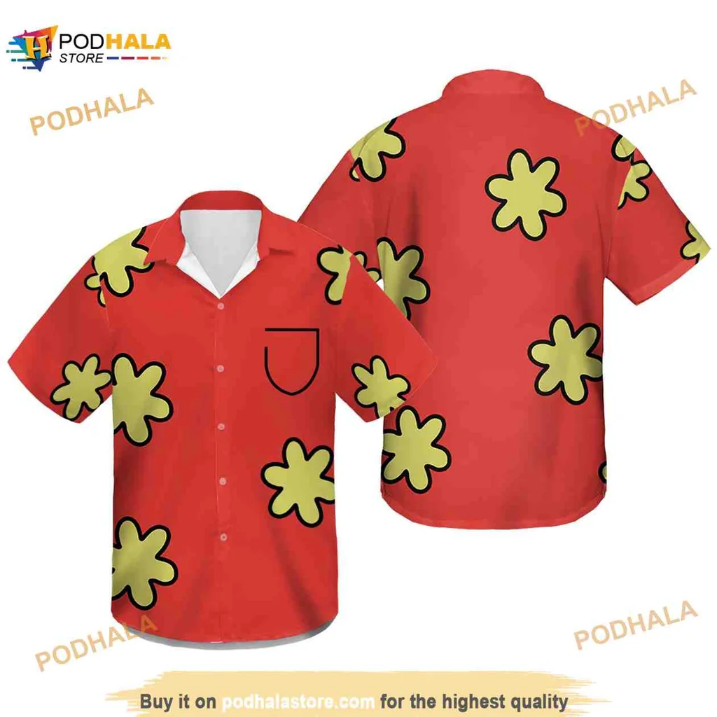 Funny Tropical Floral Hawaiian Shirt With Bold Red Background