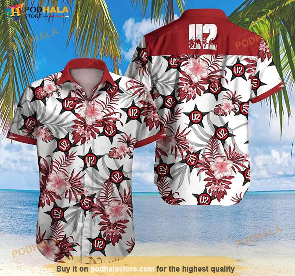 Funny Tropical Music Hawaiian Shirt, Vibrant Floral U2 Design For Summer Fun