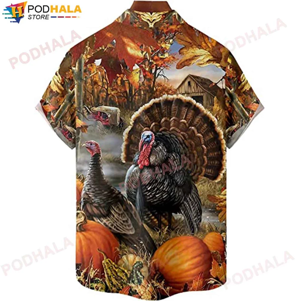 Funny Turkey Thanksgiving Tropical Shirt, Vibrant Autumn Turkey Design For Family Gatherings Funny Turkey Thanksgiving Tropical Shirt, Vibrant Autumn Turkey Design For Family Gatherings