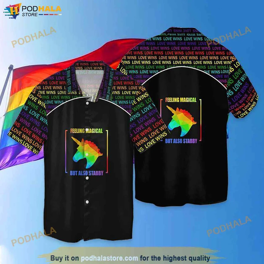 Funny Unicorn Hawaiian Shirt, Feeling Magical But Also Stabby Design